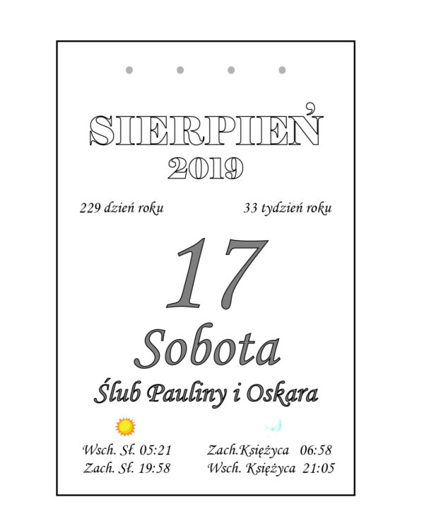 kartka z kalendarza