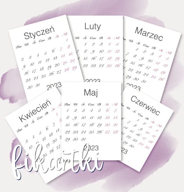 Kartki z kalendarza do druku